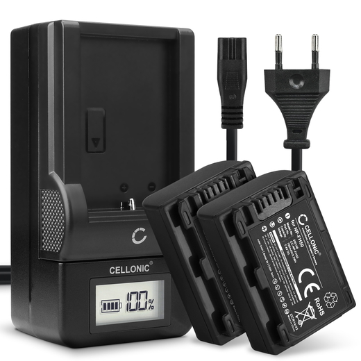 2x Batteri till Sony Cyber-shot DSC-HX1, DSC-HX100 / HX100V NP-FH50 -FH40 -FH60 (700mAh, 7.4V) + Laddare från CELLONIC