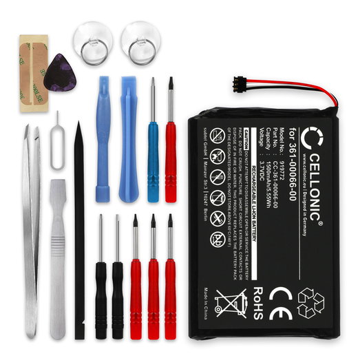 Batterie 361-00066-00 361-00066-10 1500mAh pour Garmin Nüvi 2757, 2797, 760 - + kit d'outils 17pcs
