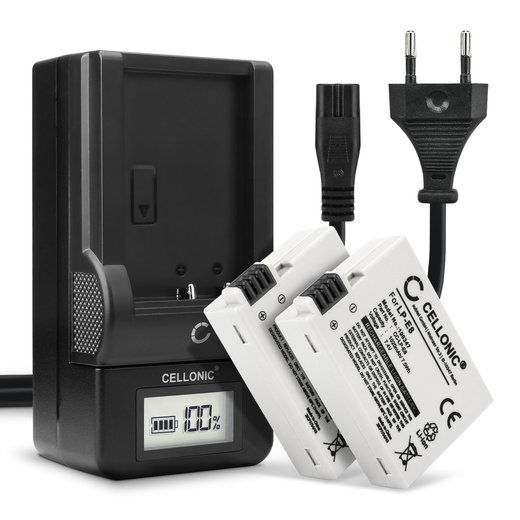 2x LP-E8 Batteries for Canon 600D EOS 700D EOS 550D EOS 650D EOS Rebel T2i T3i T4i T5i EOS Kiss X4 X5 X6i - 1020mAh DSLR LPE8 Battery Replacement + LCD Smart Charger