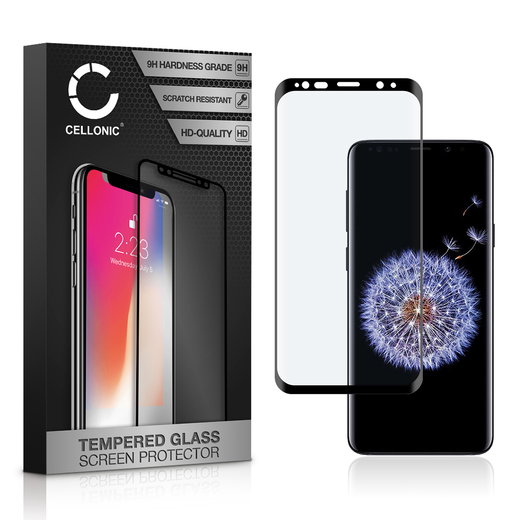 CELLONIC Display Schutzglas kompatibel mit Samsung Galaxy S9 Plus (SM-G965) Handyglas - 3D Full Cover 9H 0,33mm Full Glue schwarz - Handy Schutzfolie Displayschutz Glas Folie, Screen Protector Glass