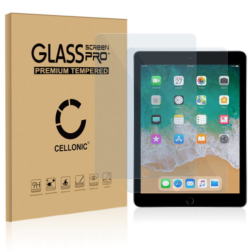 2x CELLONIC Screen Protector for Apple iPad Air 2 / iPad Pro 9.7" / iPad 5 / iPad 6 Tablet Screen Cover Film - 2.5D 0,33mm Full Glue 9H Tempered Glass Display Screen Guard Crystal Clear