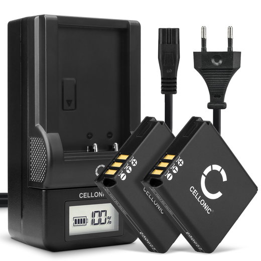 2x CELLONIC Camera Battery for Panasonic Lumix LX3 LX1 LX2 LX9 FX01 FX07 FX3 FX8 FX9 FX10 FX12 FX50 FX100 FX150 CGAS005 Replacement CGA-S005 DMW-BCC12 Battery 1100mAh Backup + Charger DE-A11B DE-A12