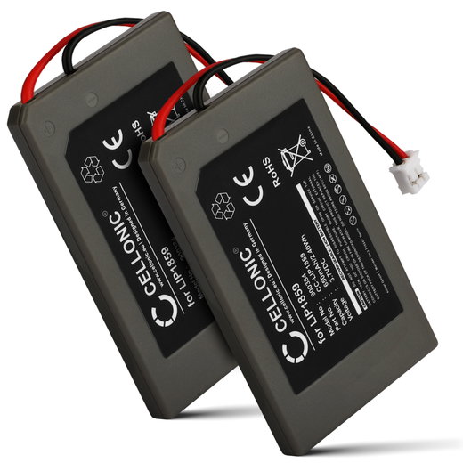 2x Akku pelikonsoliin Sony PlayStation 3 SIXAXIS Controller (PS3 SIXAXIS CECHZC1E,CECHZC1H,CECHZC1J,CECHZC1U) - 650mAh, 3.6V - 3.7V, Litiumionit, LIP1859 LIP1472 vaihtoakku