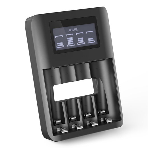 CELLONIC Caricabatterie USB per batterie stilo e ministilo (AA / AAA - NiMH) con 4 postazioni di ricarica | Caricatore USB intelligente per ricaricare fino a 4 pile