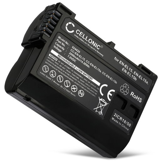 Batteria per Nikon D850, D750, ZR, 1 V1, D7500, D7200, D810, D800, D7000, D7100, Z6 II, D610, D600, D800E, Z 5, 6, 7II, 9, 6 II, Z7 II - EN-EL15 2000mAh batteria di ricambio