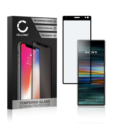Protector pantalla móvil Sony Xperia 10 autoadhesivo de CELLONIC - Screen protector, (Calidad HD / 3D Full Cover / 0,33mm / 9H)
