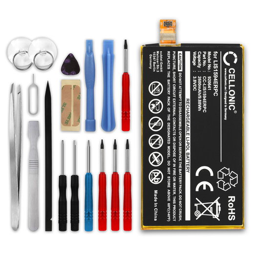 Batteria CELLONIC LIS1594ERPC per Sony Xperia Z5 Compact / XA Ultra Ricambio da 2600mAh + Set di strumento Sostituzione facile con utensili adatti e duraturi