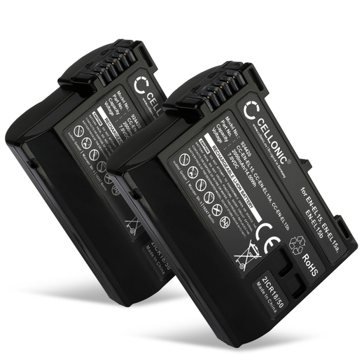 2x Batteri till Nikon ZR; 1 V1; D850; D7500; D7000; D500; D750 EN-EL15b EN-EL15a EN-EL15 (2000mAh, 7V) från CELLONIC