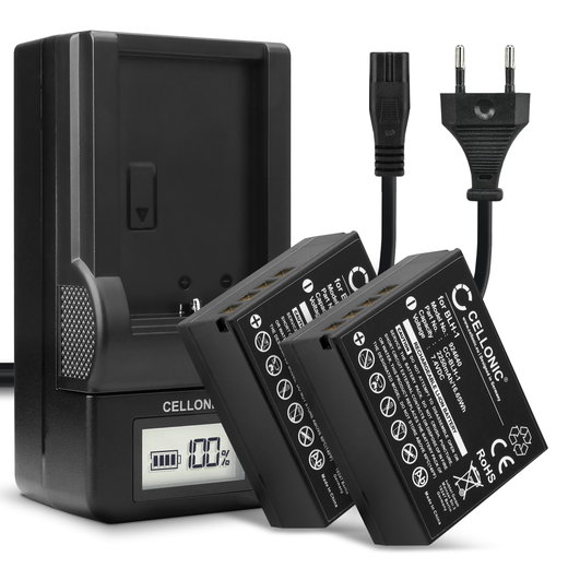 2x Bateria para cámaras Olympus OM-D E-M1 Mark II OM-D E-M1 Mark III OM-D E-M1X / BLH-1 / BCH-1 - BLH-1 2250mAh + Cargador rápido BCH-1 Baterías recargables