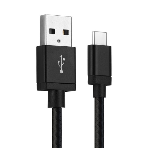 USB C Type C Phone Charger Cable for Huawei P40, P40 Pro / P30, P30 Lite / P20, P20 Pro 1m Fast Charging 3A Smartphone Data Cable Nylon Black