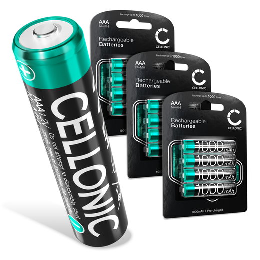 Cellonic baterías recargables AAA - 1000mAh, vienen cargadas, larga duración - 12x Pilas Micro, HR03