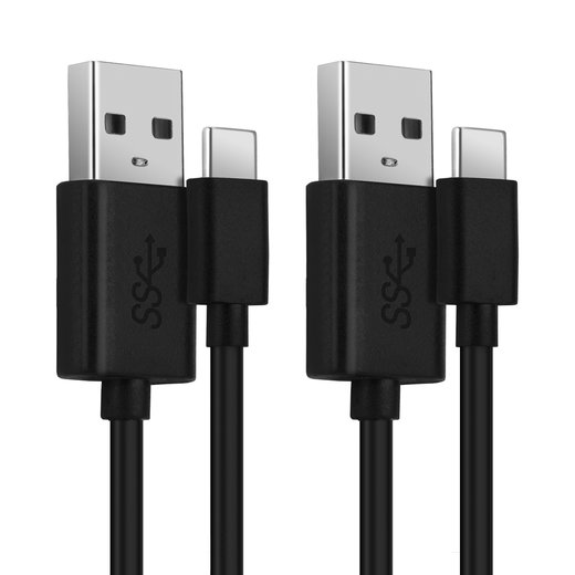 2x Câble USB C Type C de 1m pour appareil photo GoPro Hero 5, 6, 7, 8, 9, 10, 11, Max, Max 360, Fusion transfert de données 3A noir PVC