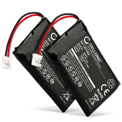 2x Akku pelikonsoliin Dualshock PS4 Controller - 1000mAh, 3.6V - 3.7V, Litiumionit, LIP1522 vaihtoakku