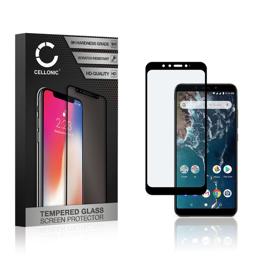 Vetro temperato CELLONIC per Xiaomi Mi A2, screen protector (3D Case-friendly 9H 0,33mm Full Glue) nero Pellicola salva schermo per telefono cellulare smartphone
