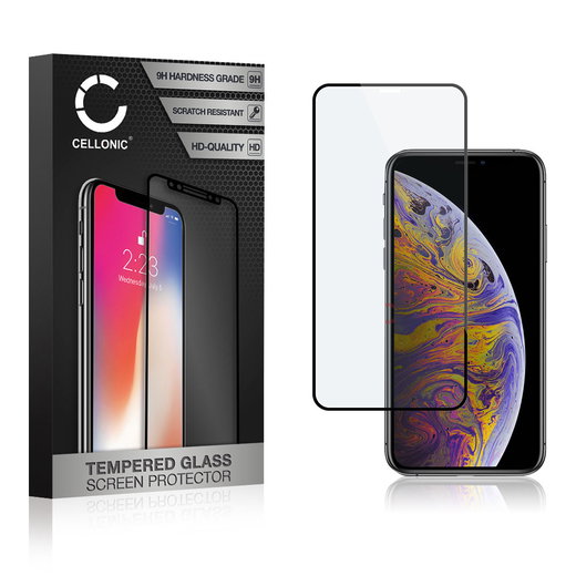 Vetro temperato CELLONIC per iPhone 11 Pro Max / iPhone Xs Max, screen protector (3D Case-friendly 9H 0,33mm Full Glue) nero Pellicola salva schermo per telefono cellulare smartphone