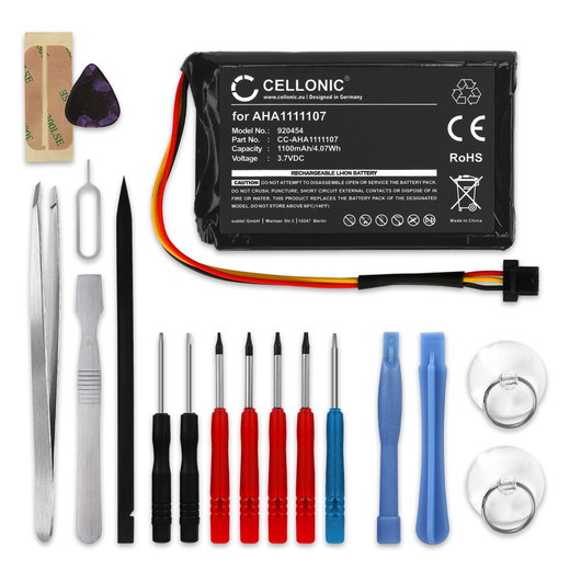 Batería para GPS TomTom Go Essential, Go 620, Go 610, Go 600 (4FA60) - AHA1111107 AHA11111010 P6 (1100mAh) + Juego de herramientas Batería recargable, Batería de repuesto