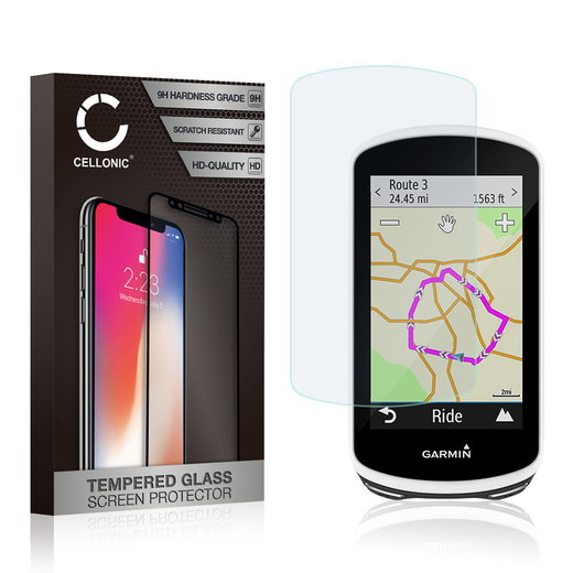 Protector de pantalla para Garmin Edge 1040, Edge 1040 Solar / Edge 1030, Edge 1030 Plus de CELLONIC - Protector pantalla GPS (Calidad HD / 2.5D / 0,30mm / 9H), GPS Screen protector, Tempered glass, Cristal templado
