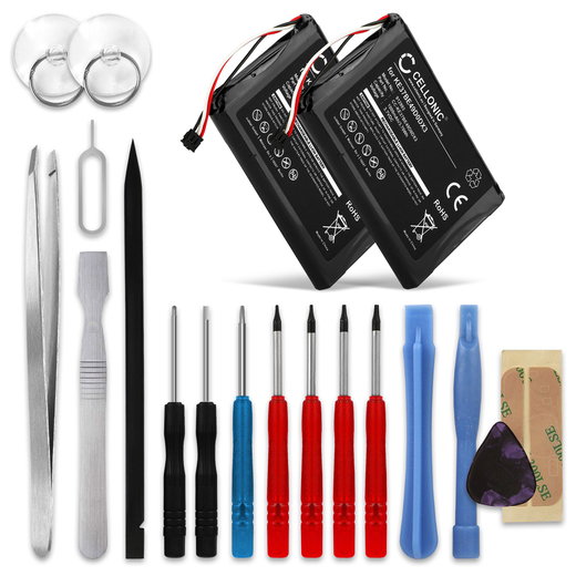2x CELLONIC GPS Battery for Garmin Edge 800 / Edge 810 / Edge Touring + 17pc GPS Tool Kit 361-00035-00, KE37BE49D0DX3 1000mAh SatNav Sat Nav Battery Replacement