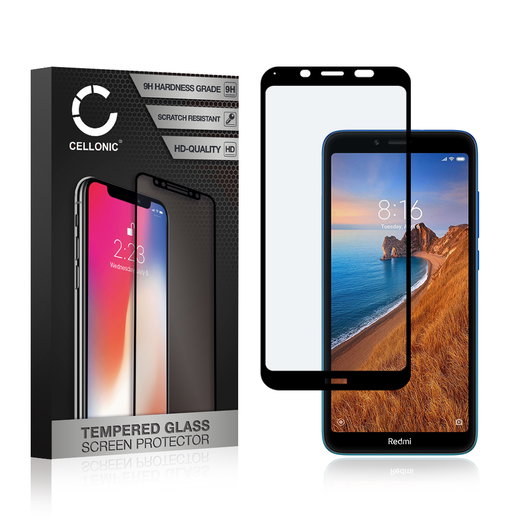 Screen Protector for Xiaomi Redmi 7a Phone Screen Cover - 3D Full Cover 0,33mm Full Glue 9H Tempered Glass Smartphone Display Screen Guard Black