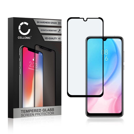 Vetro temperato CELLONIC per Xiaomi Mi A3, screen protector (3D Full Cover 9H 0,33mm Full Glue) nero Pellicola salva schermo per telefono cellulare smartphone