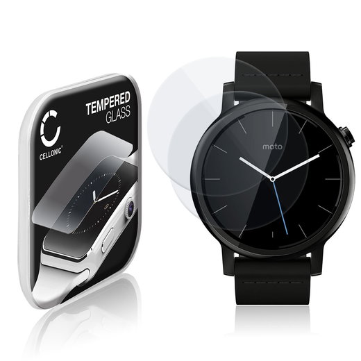 2x Näytönsuojalasi älykelloon Motorola Moto 360 (2. Gen) - 42mm - 2.5D, 9H, 0,30mm, Full Glue - Läpinäkyvä älykellon suojalasi