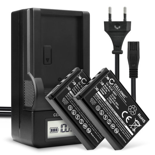 2x KLIC-5001 Battery for Kodak Easyshare DX6490 DX7440 DX7590 DX7630 P850 P880 1400mAh Camera Battery Replacement KLIC-5001 + Charger