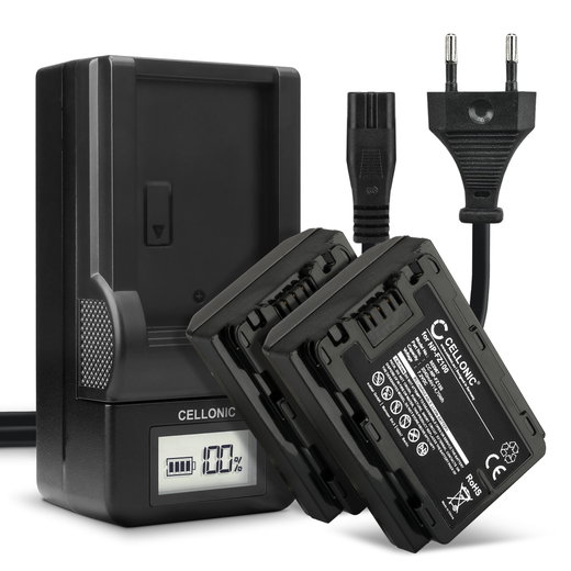 2x NP-FZ100 Camera Battery + Charger Set for Sony A7 IV, Alpha 7C, A6600, 7S III, Alpha 1, Sony A9, A7R III, Alpha 7R V 2040mAh Replacement Battery BC-QZ1 LCD Smart Charger