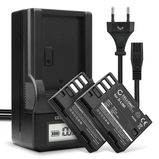 2x Batteri för Pentax 645D 645Z K-01 K-1 K-1 II K-3 K-3 II K-5 K-5 II K-5 IIs K-7 kamera med hög 1250mAh kapacitet + laddare för uppladdningsbara kamerabatterier