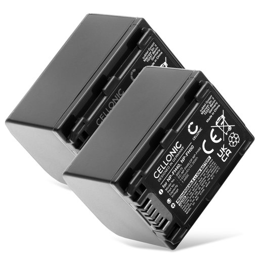 2x Battery for Sony HDR-SR11 SR12 SR10 HDR-XR500 HDR-HC9 DCR-SR47 SR45 / NP-FH50, NP-FH40 1400mAh from CELLONIC