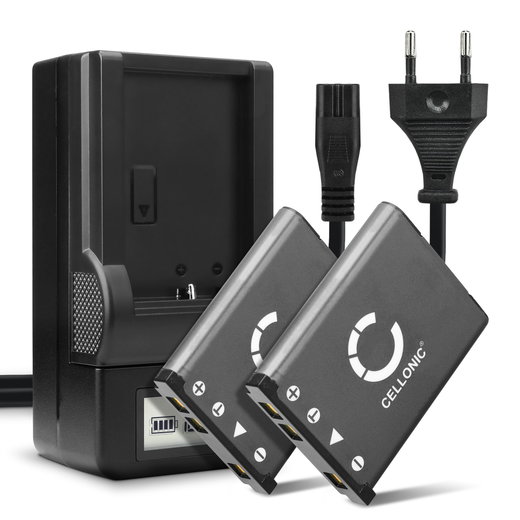2x Akku + Laturi kameraan Casio Exilim TR150 H15 ZS5 H50 Z35 ZS6 Z1 H5 Z16 Z2 Z33 Z330 NP80 NP82 - NP-80 NP-82 (700mAh, 3.7V) tuotemerkiltä CELLONIC