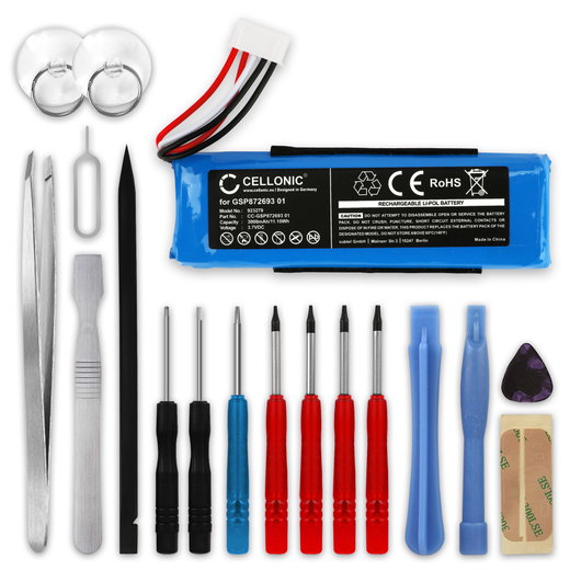 1x Akku JBL Flip 4 kaiuttimeen - 3.7V, 3000mAh + Työkalu tuotemerkiltä CELLONIC