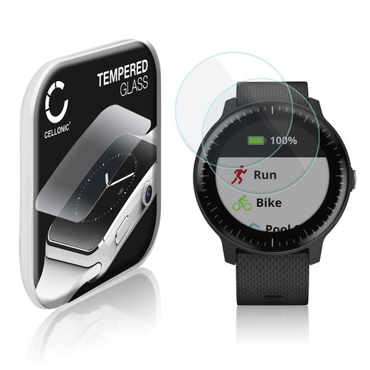 2x Näytönsuojalasi älykelloon Garmin vivoactive 3 / 3 Music - 2.5D, 9H, 0,33mm, Full Glue - Läpinäkyvä älykellon suojalasi