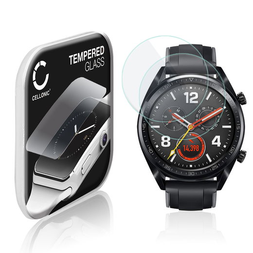 2x Protection d'écran en verre pour montre connectée Huawei Watch GT (2.5D, haute résistance 9H, 0,33mm, Full Glue)