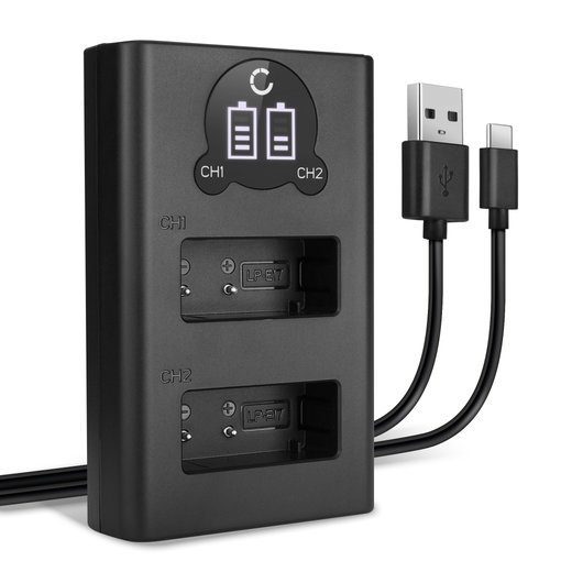 USB-kaksoislaturi (LP-E17) Canon EOS 200D 250D 800D 77D 760D 750D, EOS M6 Mark II M3 M5, EOS RP, Rebel SL2 T6i Kiss X8i-laitteille + 1m + USB Kaapeli valmistajalta CELLONIC