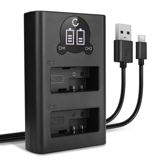 USB-kaksoislaturi (LP-E8) Canon EOS 550D EOS 600D EOS 650D EOS 700D Kiss X4 X5 X6i Rebel T2i T3i T4i T5i-laitteille + 1m USB Kaapeli valmistajalta CELLONIC