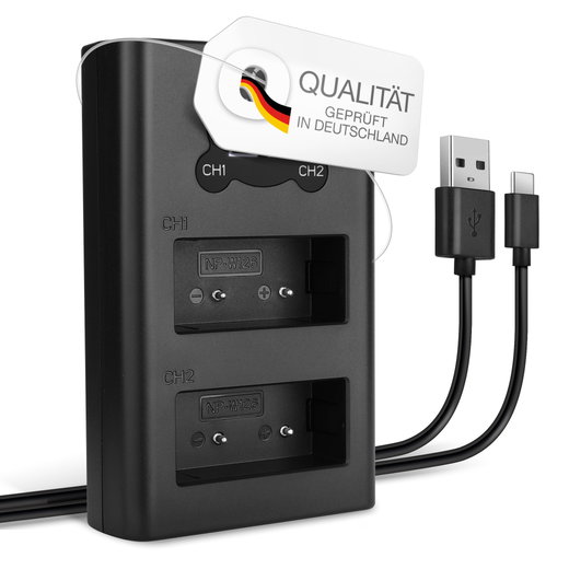 USB Doppelladegerät BC-W126 für NP-W126S NP-W126 - Dual Ladegerät für FujiFilm X-T3 X-T30 X-T20 X-T2 X-T100 X-T10 X-T1 X-Pro3 X-Pro2 X-E3 Kamera Akkus, Ladekabel Netzteil