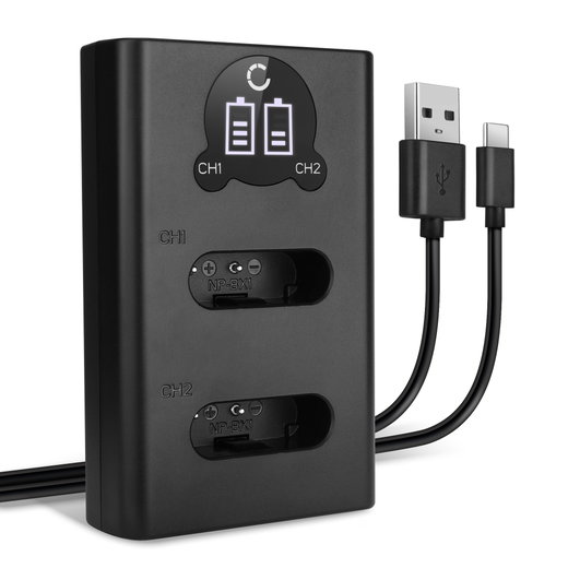USB-kaksoislaturi (NP-BX1) Sony RX100 VII VI V IV III FDR-X3000 RX1 HX400V DSC-HX350 DSC-HX60 HDR-CX405 DSC-RX100-laitteille + 1m + USB Kaapeli valmistajalta CELLONIC