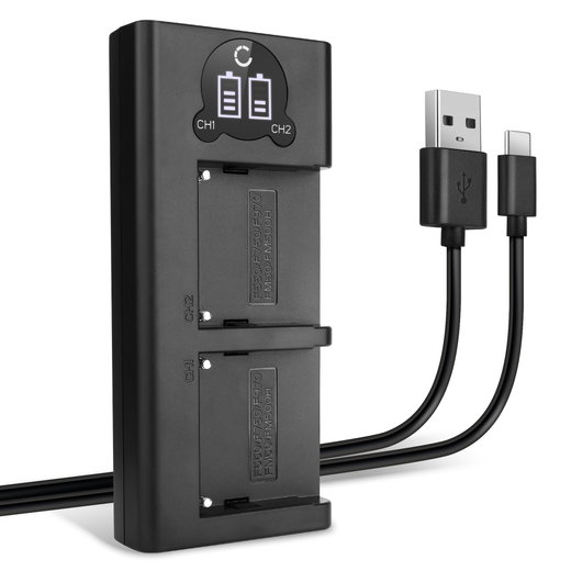 USB Dual Ladegerät für Sony HXR-NX100, Z Cam E2, Sony HXR-MC2500, NEX-FS700R, NEX-FS700RH, HVR-Z1, HVR-V1