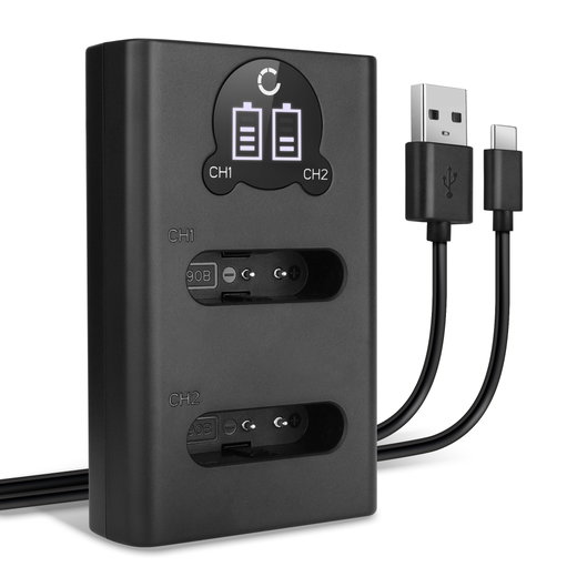 USB Doppelladegerät UC-90 für Li-90B Li-92B - Dual Ladegerät für Olympus TG-5 TG-4 TG-3 TG-1 Tough TG-Tracker Stylus XZ-2 DS9500 SP100EE Kamera Akkus, Ladekabel Netzteil