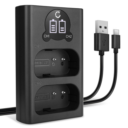 USB-kaksoislaturi (DMW-BLJ31) Panasonic Lumix DC-S1, Lumix DC-S1H Lumix DC-S1R, Lumix S1-laitteille + 1m + USB Kaapeli valmistajalta CELLONIC