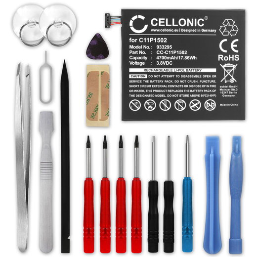 CELLONIC Replacement Tablet Battery for ASUS ZenPad 10, P023, Z300C, Z300CG, Z300CXG, ZD300M + 17-Tool Tablet Repair Kit - C11P1502, C11P1517 4700mAh
