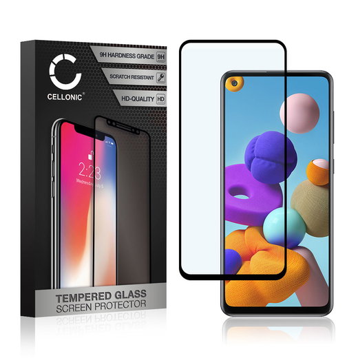 Vetro temperato CELLONIC per Samsung Galaxy A21s (SM-A217), screen protector (3D Full Cover 9H 0,33mm Full Glue) nero Pellicola salva schermo per telefono cellulare smartphone
