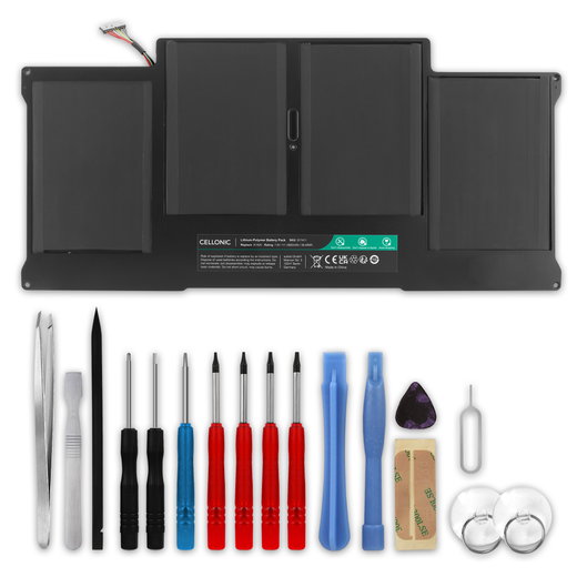 Batteri för MacBook Air 13 - A1396 Late 2010 - Mid-2011, A1466 Early 2014 - Mid-2017 Laptop - 4800mAh 7.4V + skruvmejsel-set