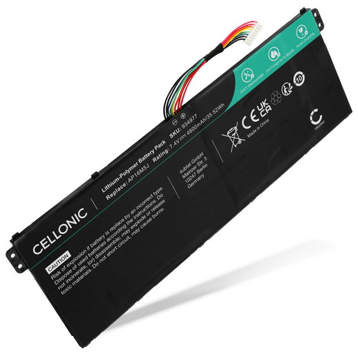 1x Akku tietokoneeseen Acer Aspire 3 A315 Series, 3 A315-41, 3 A315-41G, 1 A114, 3 A315, 3 A315-56, 3 A315-21, 1 A114-31, 3 A315-42, 3 A315-31, 3 A317-33, Acer AP16M5J, NX.GVWSA.002, KT.00205.004 - 7.4V 4800mAh tuotemerkiltä CELLONIC