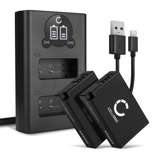 2x CELLONIC Camera Battery for Canon EOS 750D EOS 760D EOS 770D EOS 800D EOS Kiss X8i EOS M3 EOS M5 EOS M6 EOS T6i EOS T6s Replacement LP-E17 Battery 950mAh Backup + Dual Charger LC-E17