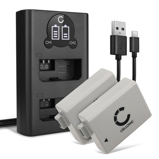 2x Batterie LP-E5 1020mAh + Chargeur Double LC-E5 CBC-E5 pour Canon EOS 1000D, EOS 450D, EOS 500D, EOS Rebel T1i, EOS Rebel XS, EOS Rebel Xsi