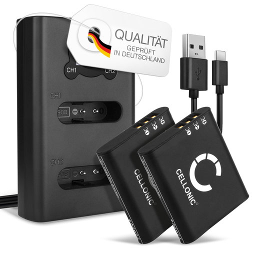 2x Batteri + Dubbel Laddare Olympus OM System TG-7 Stylus THOUGH TG-6 TG-3 Stylus SH-60 SH-50 SH-2