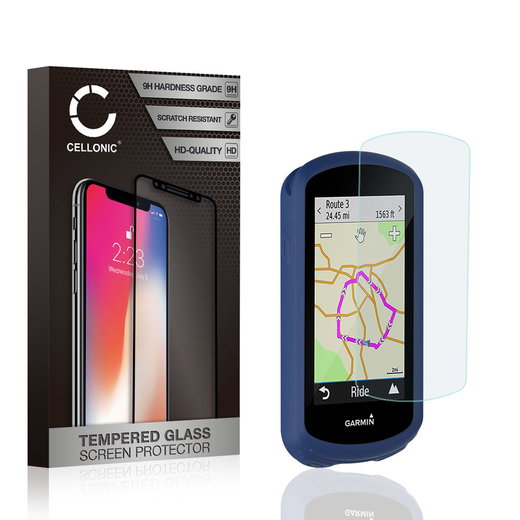 Bakhölje + Skärmskyddsglas för Garmin Edge 1030 / Edge 1030 Plus - Silikon, blå fodral skyddsskal