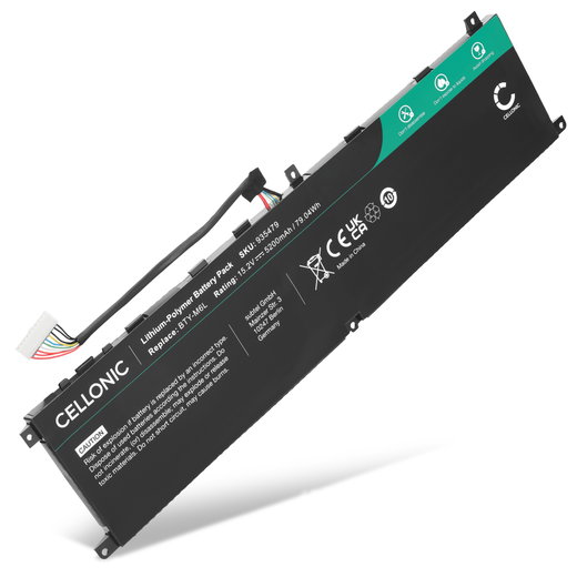 Batería MSI para ordenador portátil MSI GS65, GS65 Stealth Thin, PS42, P65, PS63, P75, P65 Creator 8RF, BTY-M6L 5200mAh 15.2V  de CELLONIC