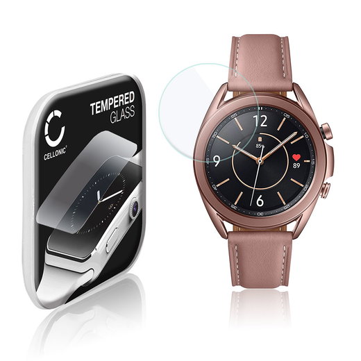 Vetrino protettivo 9H CELLONIC per Samsung Galaxy Watch 3 - 41mm (SM-R850), (3D Full Cover Screen protector 0,33mm per smartwacht, braccialetto fitness Full Glue), colore nero, pellicola salva-schermo di orologio smartwatch